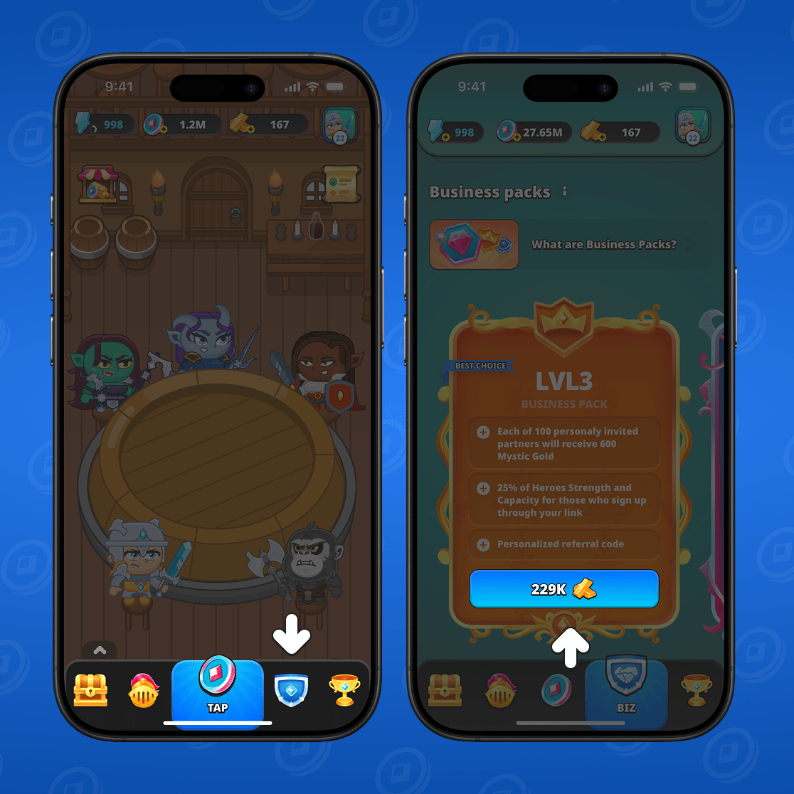 Buy business pack in the game
