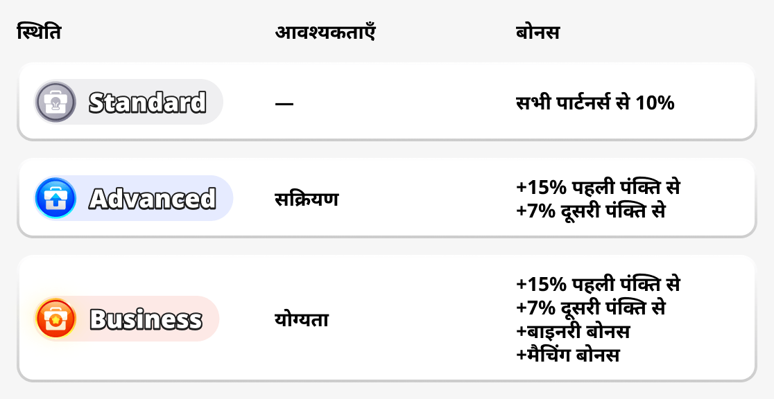 साझेदार कार्यक्रम की स्थितियाँ