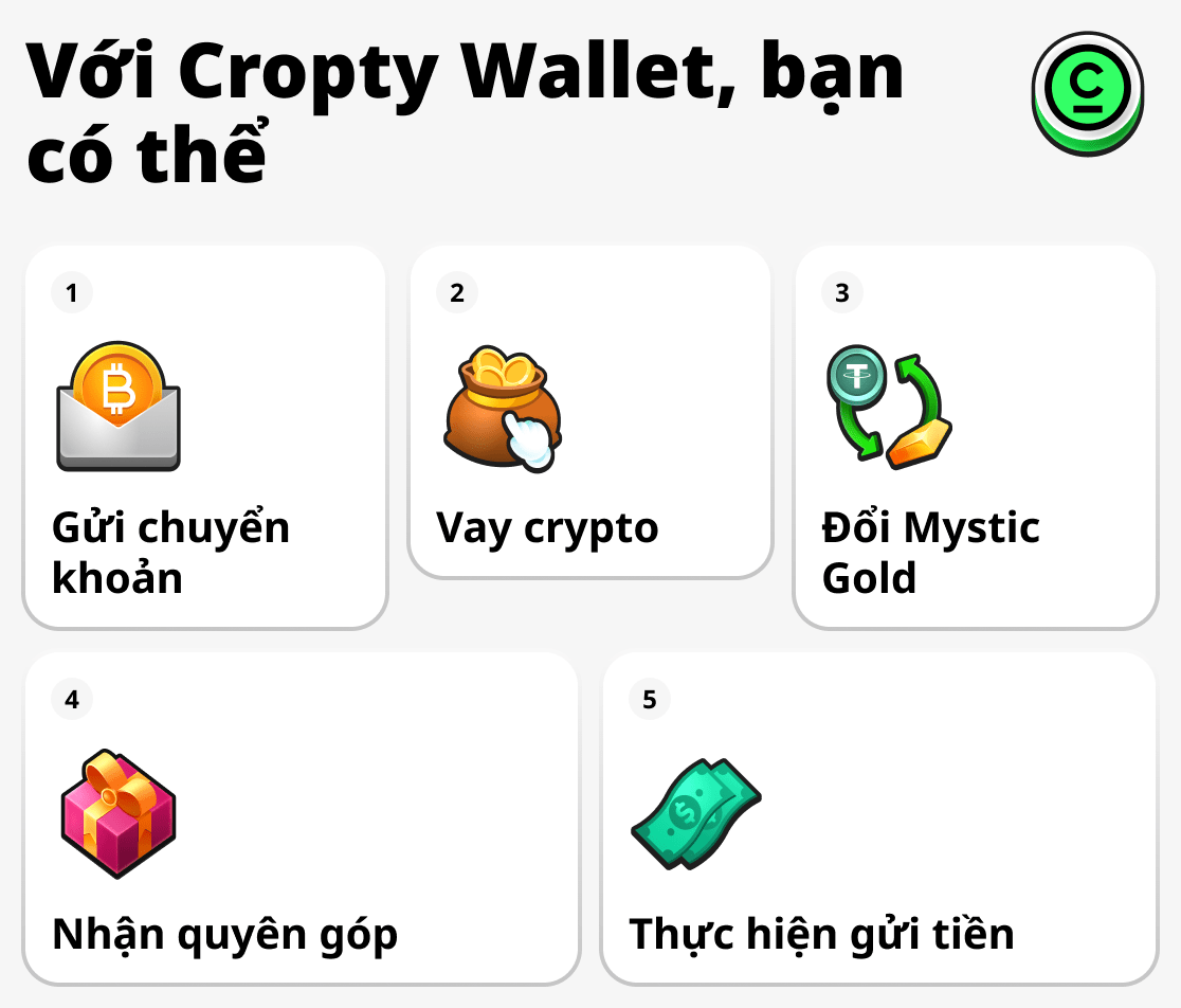 Với Cropty Wallet, bạn có thể