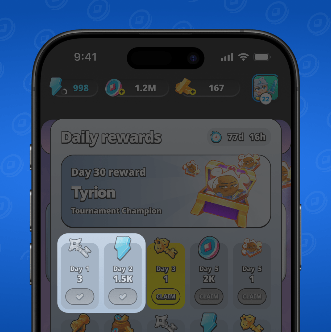 Reward for the next day

