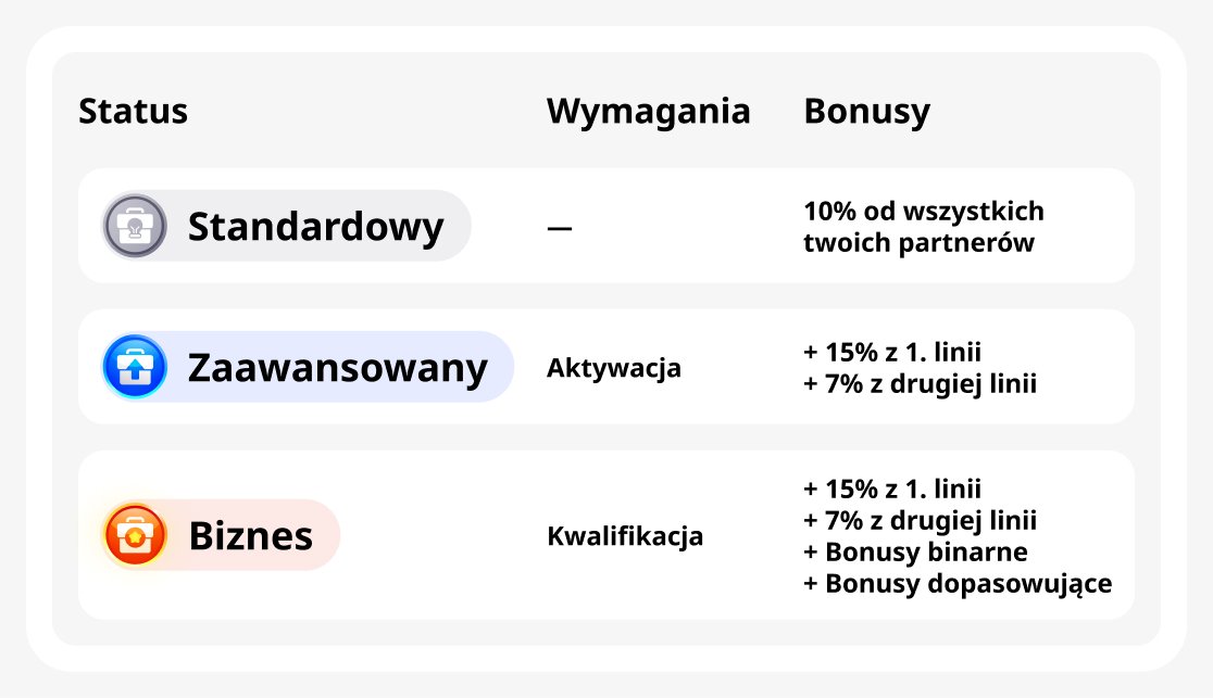 Statusy w programie partnerskim