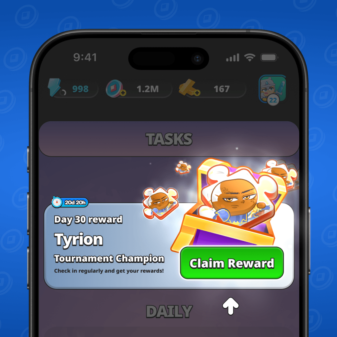 Here you will find rewards for logging into the game.

