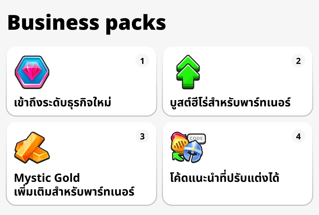 แพ็กเกจธุรกิจมีอะไรบ้าง