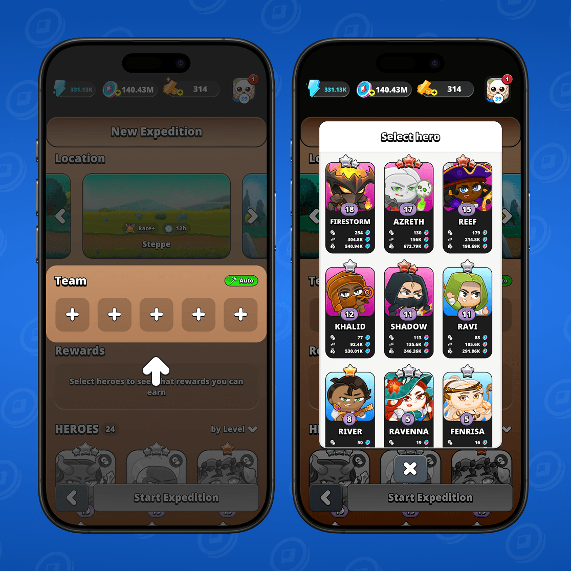 Выбор героев для экспедиции