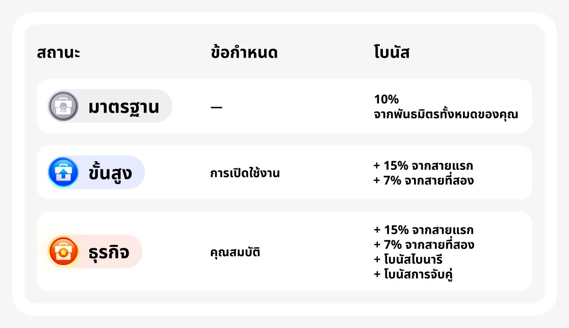 สถานะต่างๆ ในโปรแกรมพันธมิตร