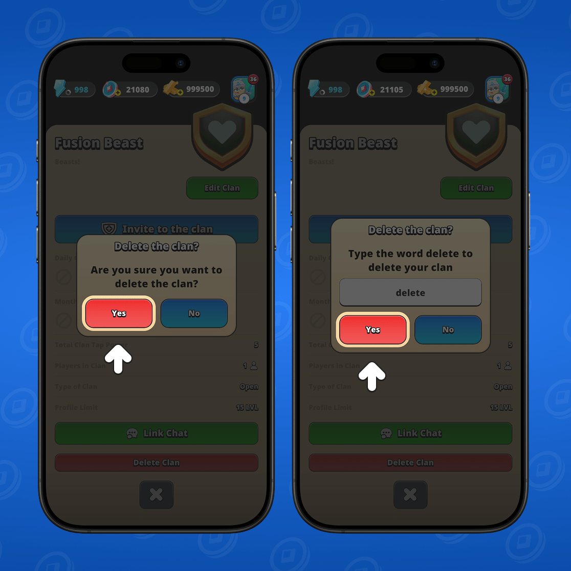 Yderligere bekræftelse ved sletning af klan

