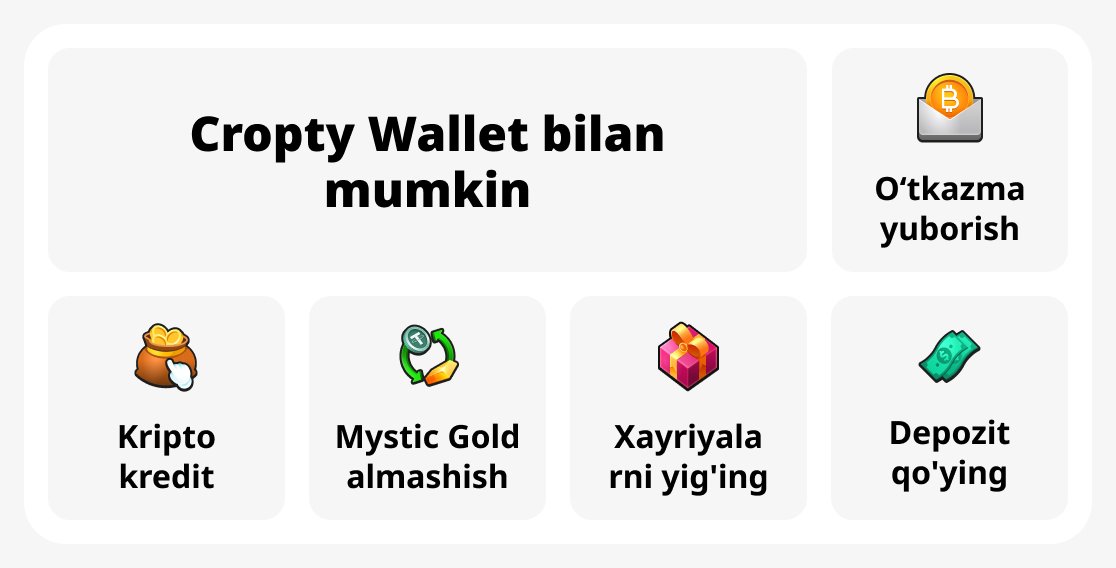 Кропти Wallet билан сиз қила оласиз